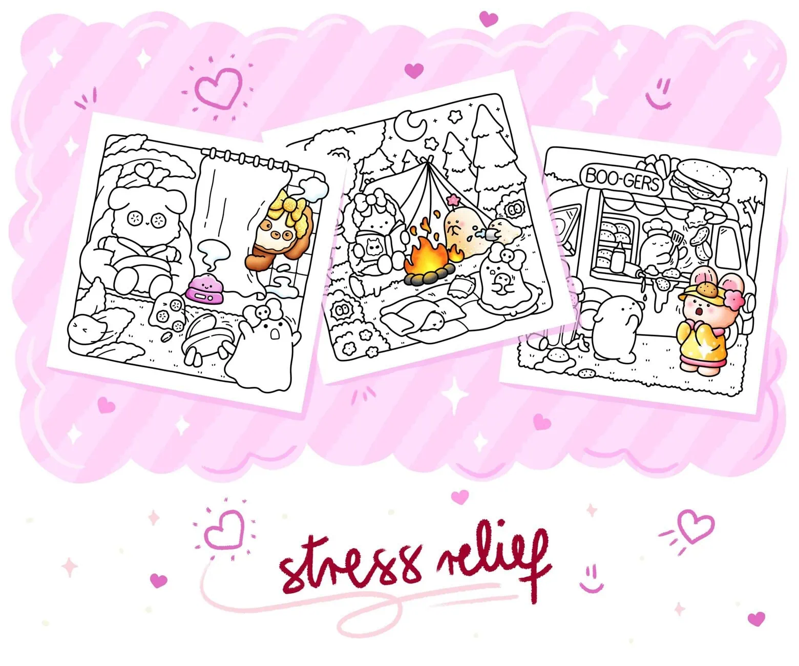 Spooky Cute Coloring Book - Spooky & Clumsy, Cozy Relaxation & Stress Relief for Adults and Teens, coloring page preview 5