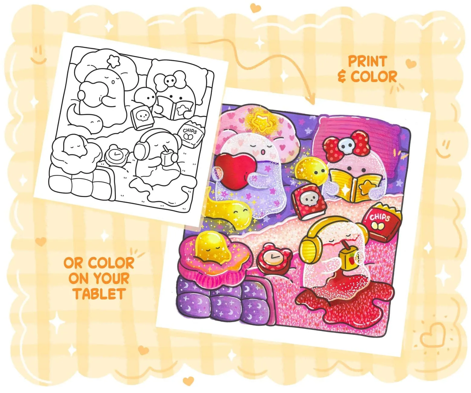 Spooky Cute Coloring Book - Spooky & Clumsy, Cozy Relaxation & Stress Relief for Adults and Teens, coloring page preview 6