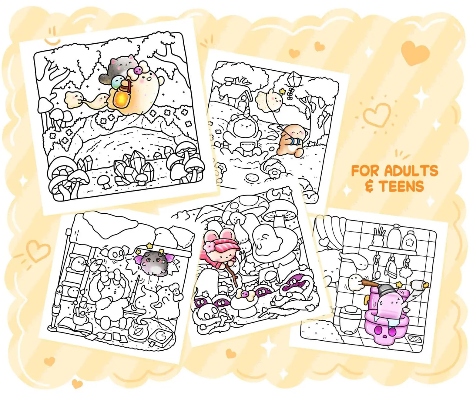 Spooky Cute Coloring Book - Spooky & Clumsy, Cozy Relaxation & Stress Relief for Adults and Teens, coloring page preview 4