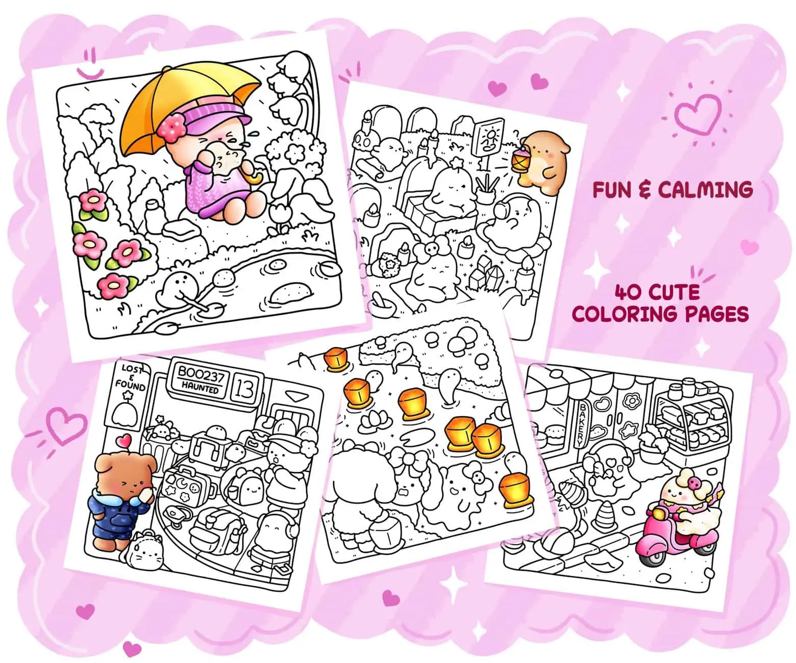 Spooky Cute Coloring Book - Spooky & Clumsy, Cozy Relaxation & Stress Relief for Adults and Teens, coloring page preview 3