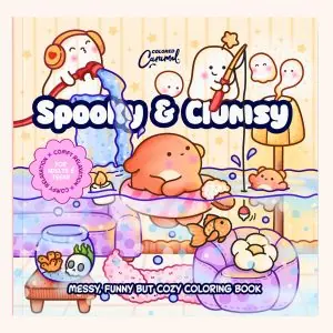 Spooky Cute Coloring Book - Spooky & Clumsy, Cozy Relaxation & Stress Relief for Adults and Teens, coloring book cover