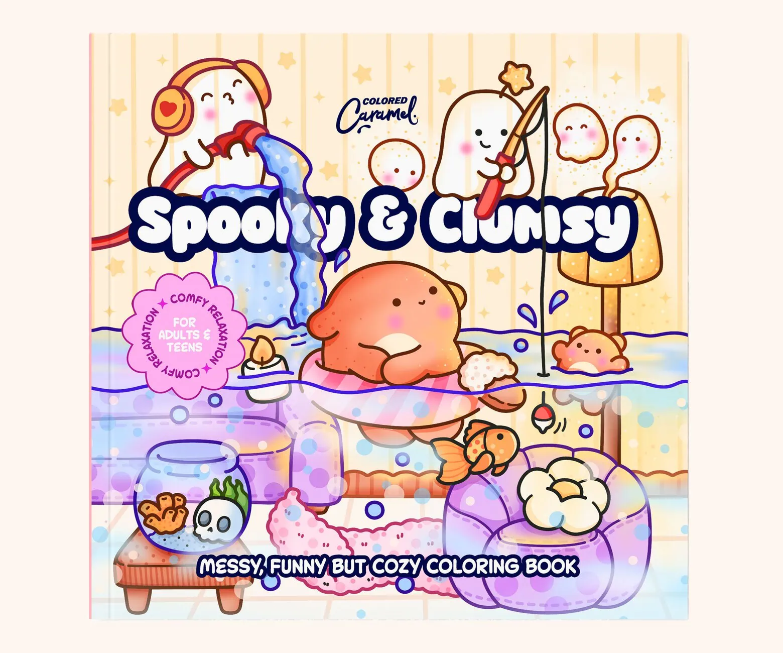 Spooky Cute Coloring Book - Spooky & Clumsy, Cozy Relaxation & Stress Relief for Adults and Teens, coloring book cover